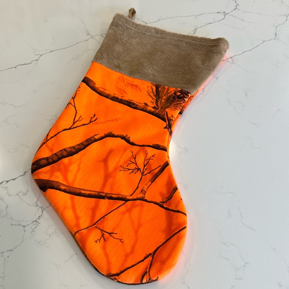Carstens Orange Realtree Camo Print Christmas Stocking